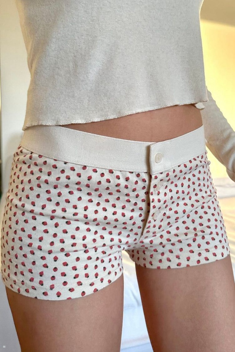 Sous Vêtement Brandy Melville Strawberry Boyshort Bordeaux Blanche | ERN-12863492